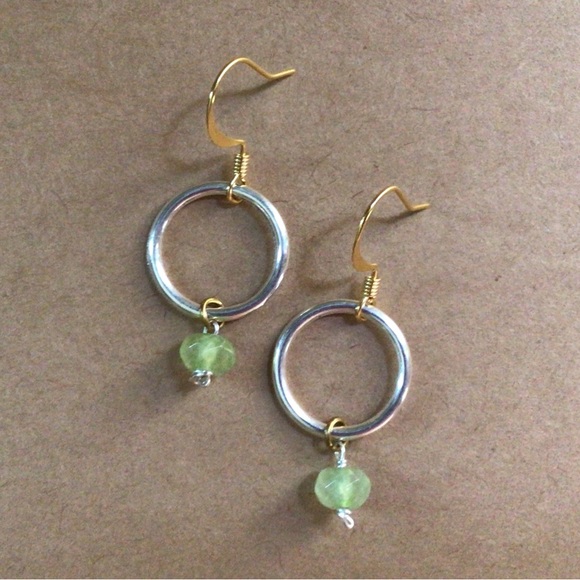 Green Peridot Sterling Silver Plated Gold Filled ear hooks earrings new - Picture 1 of 5
